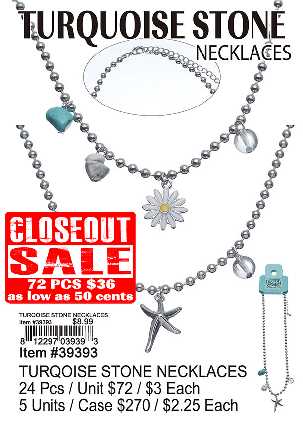 Turqoise Stone Necklaces - Closeout 72 Pcs.